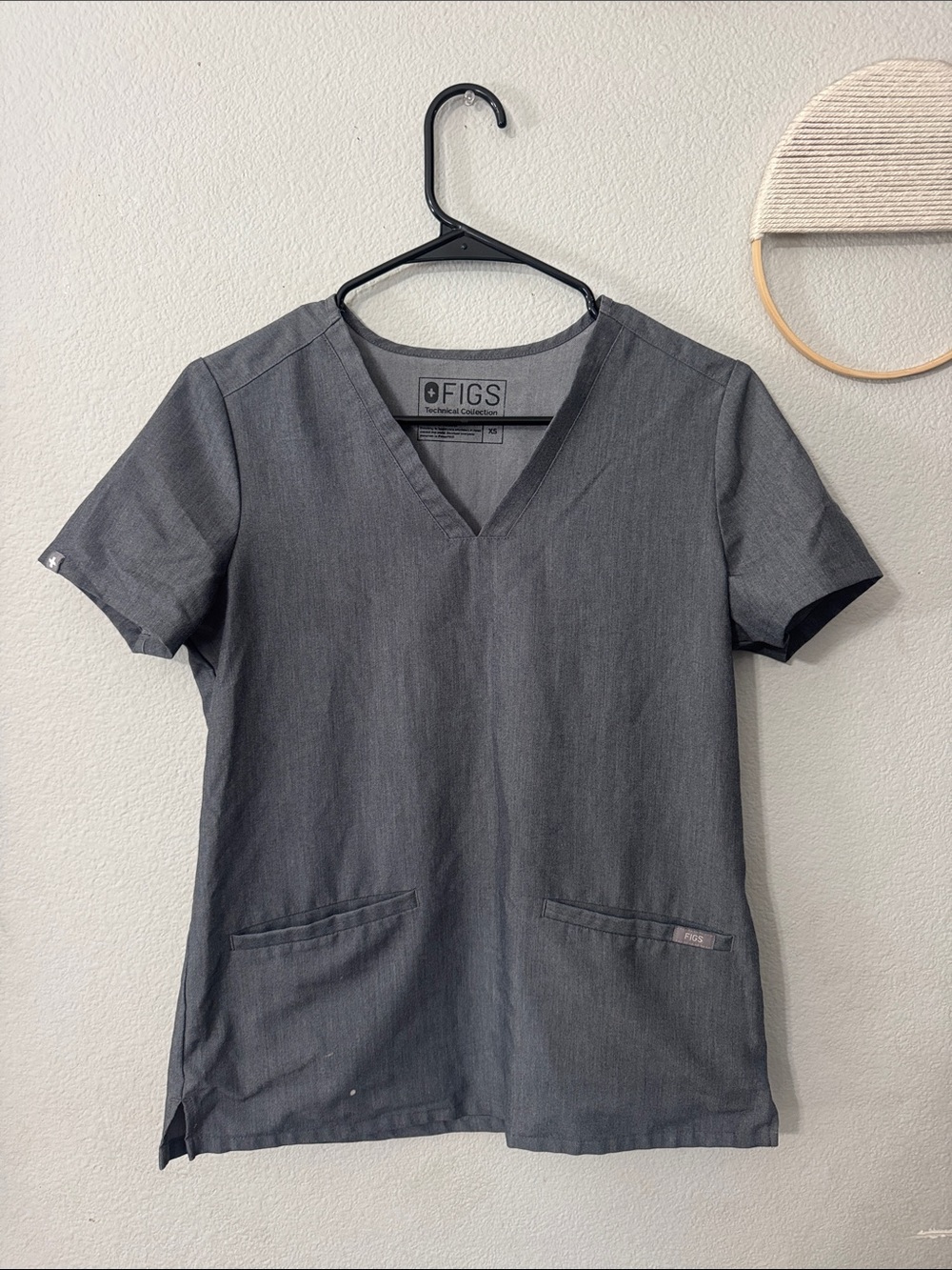 Figs Charcoal Gray V-Neck Medical Scrub Top